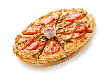 Pizza on white background