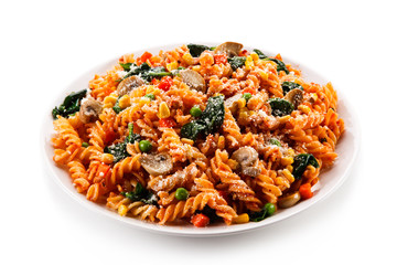 Pasta with tomato sauce and vegetables