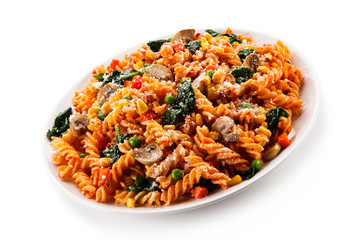 Pasta with tomato sauce and vegetables