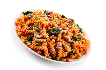 Pasta with tomato sauce and vegetables