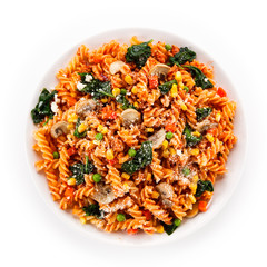 Pasta with tomato sauce and vegetables