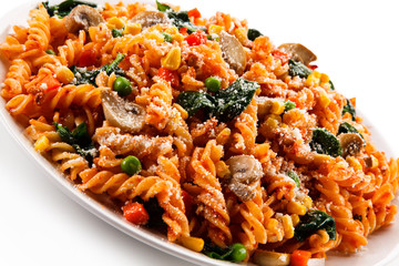 Pasta with tomato sauce and vegetables