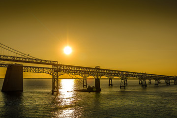 Fototapeta na wymiar Sunrise with Bridge