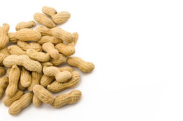 Closeup of Peanuts, isolated on white background