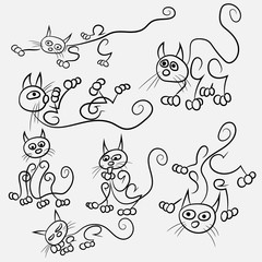 Cat sketch in different positions