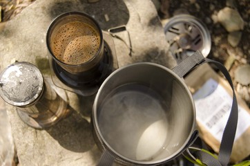 Fototapeta na wymiar outdoor preparation of coffee