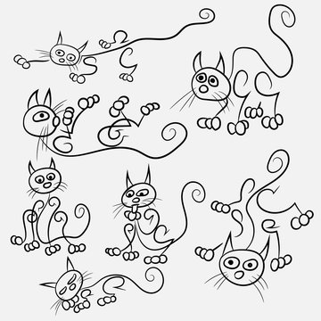 Cat sketch in different positions