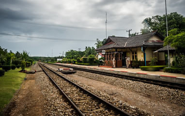 Fototapeta na wymiar little train station in countryside