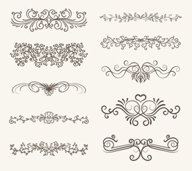 Vector set of decorative elements,  frame and line vintage style
