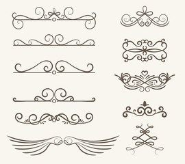 Vector set of decorative elements,  frame and line vintage style