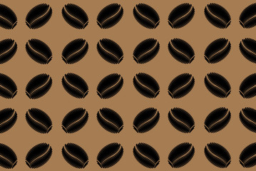 Black coffee beans on a brown background - vector pattern