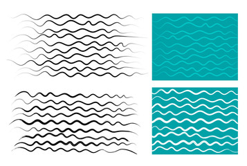 Wavy lines, brush drawing. Vector brushes. Hand-drawn brushstrokes
