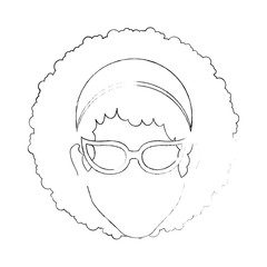 Retro woman cartoon over white background icon