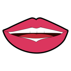 Lips pop art cartoon over white background icon