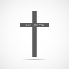 Gray Christian cross icon. Vector illustration.