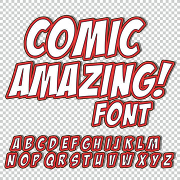 Comic alphabet set. Letters, numbers and figures for kids' illustrations websites comics banners.
