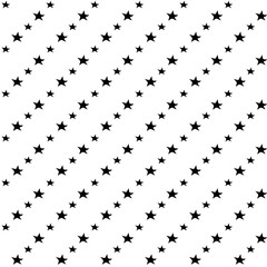 Seamless pattern with black cartoon stars and moons on white background.