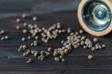 Pepper grinder and beans