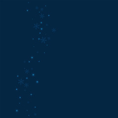 Fototapeta na wymiar Sparse glowing snow. Left wave with sparse glowing snow on deep blue background. Vector illustration.
