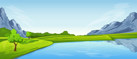 Obraz na płótnie Canvas Rural summer landscape with river