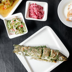 Grilled fish on a plate