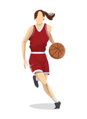 Woman plays basketball.