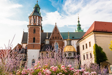 Krakow. Poland. Wawel Castle, the cathedral and the tomb of Polish kings. Summer. Sunset.