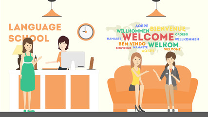 Language school reception.