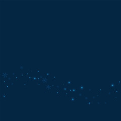 Sparse glowing snow. Bottom wave with sparse glowing snow on deep blue background. Vector illustration.