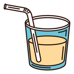 beverage in glass cup with straw vector illustration design