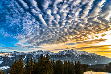 Winter landscape sunset