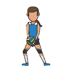 Colorful doodle volleyball player over white background vector illustration