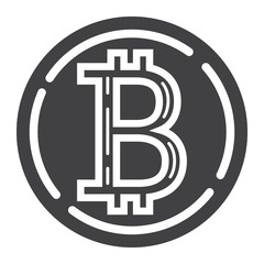 Bitcoin coin glyph icon, business and finance, virtual money sign vector graphics, a solid pattern on a white background, eps 10.