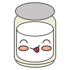 mason jar with ingredient kitchen kawaii character vector illustration design