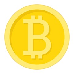 Obraz premium Bitcoin coin flat icon, business and finance, virtual money sign vector graphics, a colorful solid pattern on a white background, eps 10.