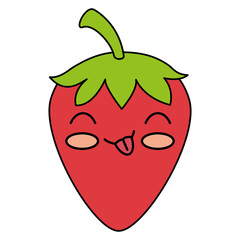 strawberry fresh fruit kawaii character vector illustration design