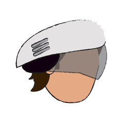 Colorful doodle man with helmet head over white background vector illustration