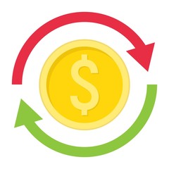 Exchange flat icon, business and finance, dollar sign vector graphics, a colorful solid pattern on a white background, eps 10.