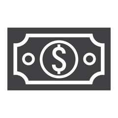 Money dollar glyph icon, business and finance, cash sign vector graphics, a solid pattern on a white background, eps 10.
