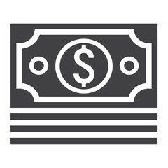 Bundle of money glyph icon, business and finance, cash sign vector graphics, a solid pattern on a white background, eps 10.