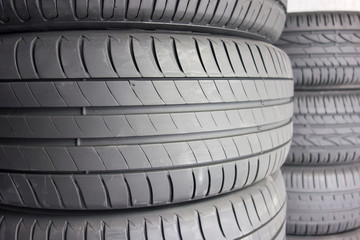  Close up view of tires in a car shop