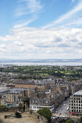 View over Edinburgh with One O'Clock Gun from Edinburgh Castle