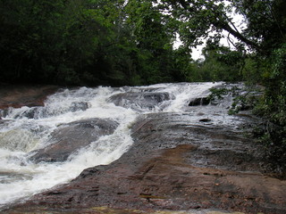 Waterfall in French Guyana rainforest.