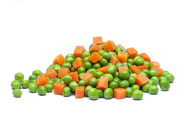 Green chicks and carrots in boxes with shadow on white background © jcfotografo