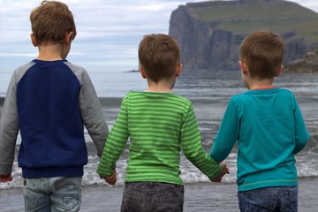 Children playing on a beach 