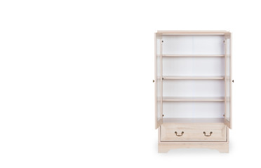 Entry open cabinet isolated on white background with space for copy.