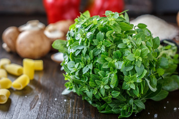 Bazil leaves on kitchen