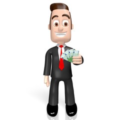 3D businessman - Euro money