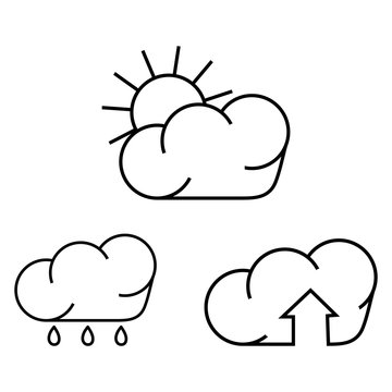 Vector image of a cloud. Illustration of weather conditions. Symbols for rain and sun