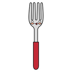 fork cutlery kawaii character vector illustration design